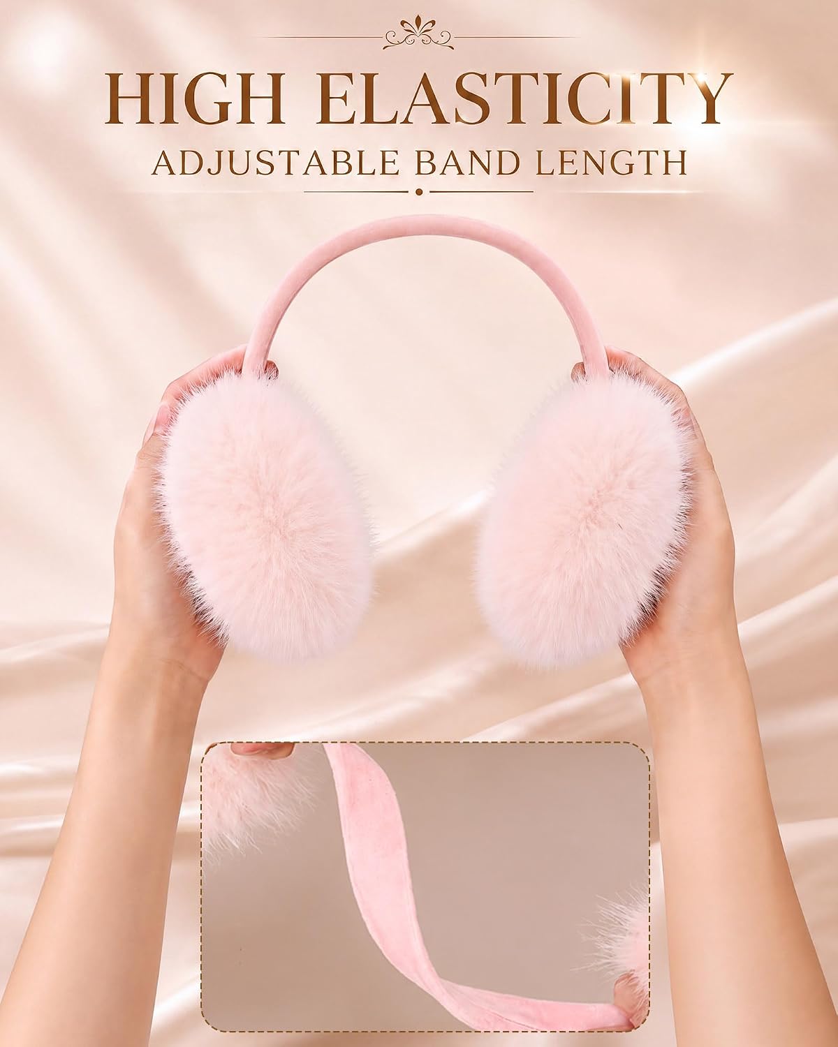 Chicingyou 4 Pcs Winter Faux Fur Earmuffs for Women, Foldable