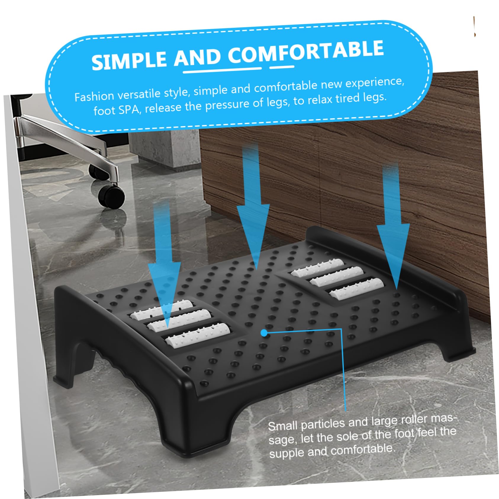 DOITOOL Poggiapiedi Ergonomico Supporto Stabile per Postura Seduta Corretta Nero in Plastica e Design Antiscivolo per Ufficio Sotto Scrivania