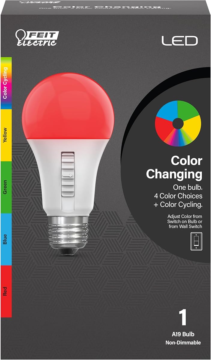 Bombilla LED para fiestas A19, cambio de color RGB, base E26