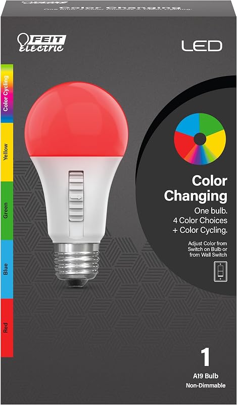 Bombilla LED para fiestas A19, cambio de color RGB, base E26