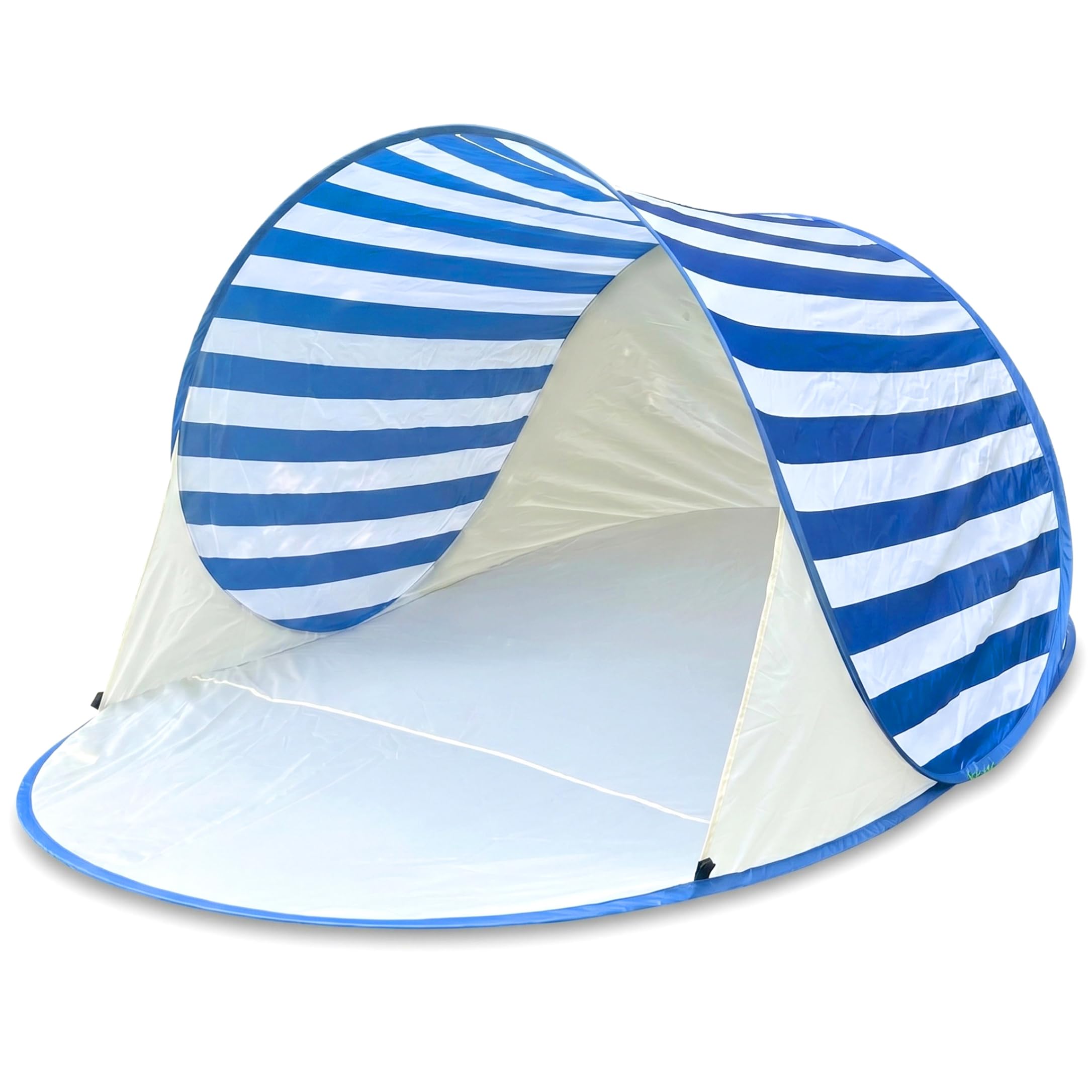 Tente de Plage Pop-up, tentes d'ombrage à Installation instantanée pour l'extérieur, abri Solaire de Plage Pliable et Portable pour l'été - Rayures Bleues, Tente