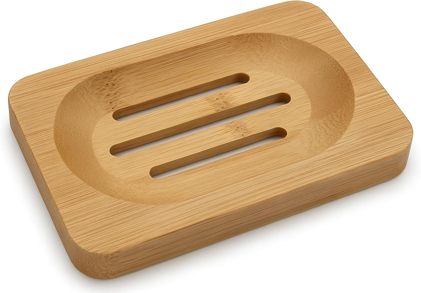 Kandid Bamboo Circular Soap Dish - Draining Soap Dish For Hard Soap For Sinks and Showers - 8cm x 8cm x 1.5cm