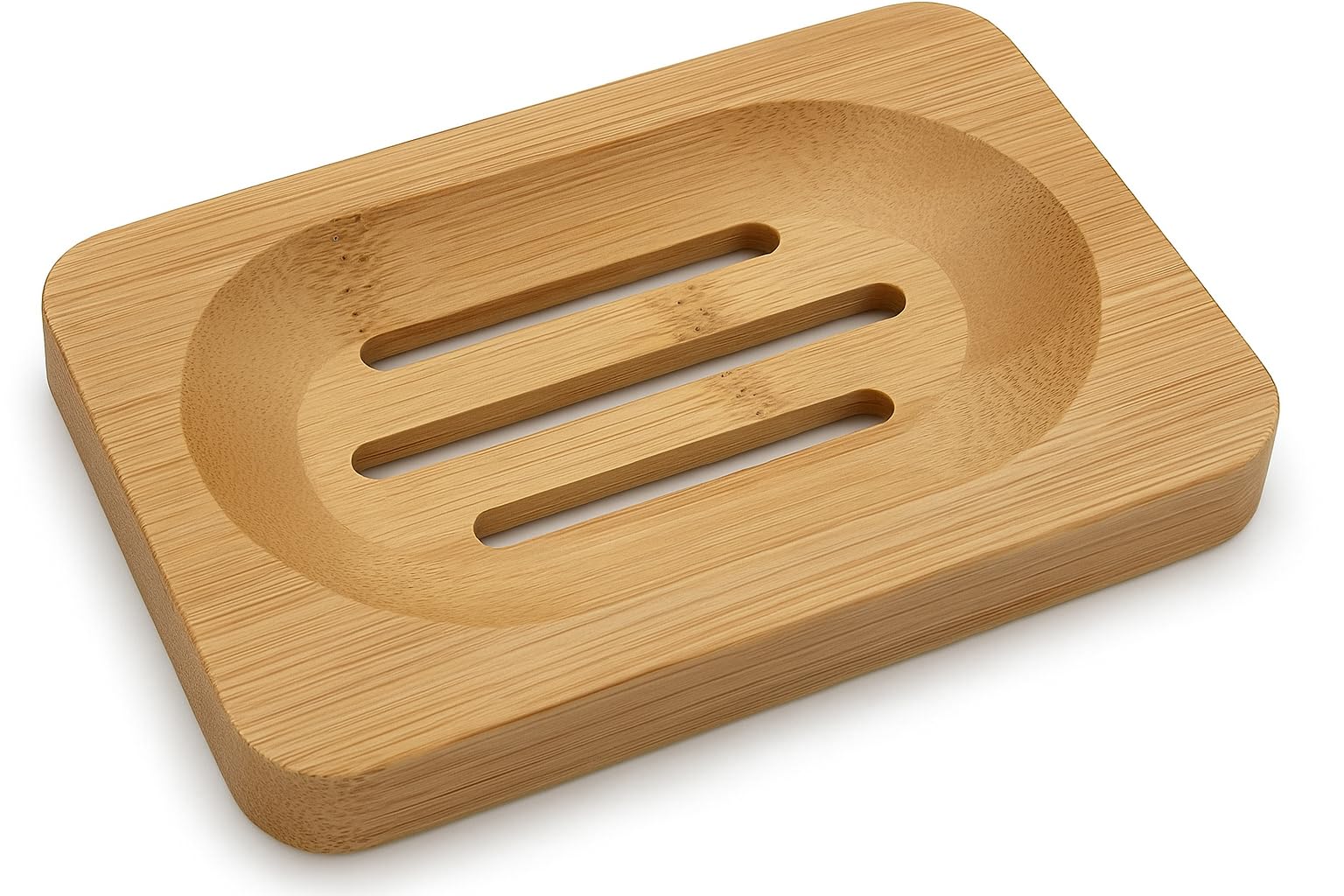 Kandid Bamboo Circular Soap Dish - Draining Soap Dish For Hard Soap For Sinks and Showers - 8cm x 8cm x 1.5cm