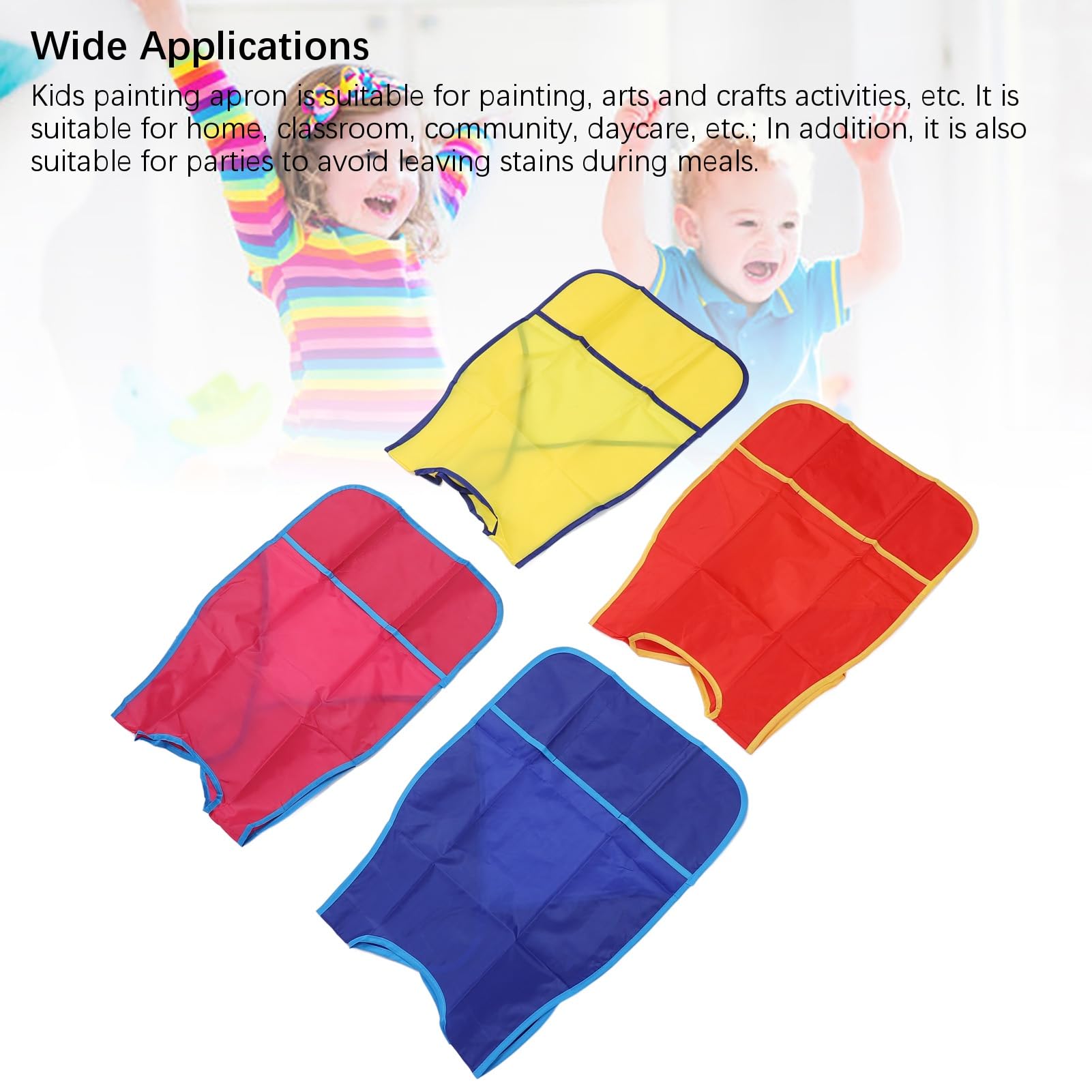 SIXRUN 12 Pezzi Grembiuli da Pittura per Bambini Nylon con 3 Tasche