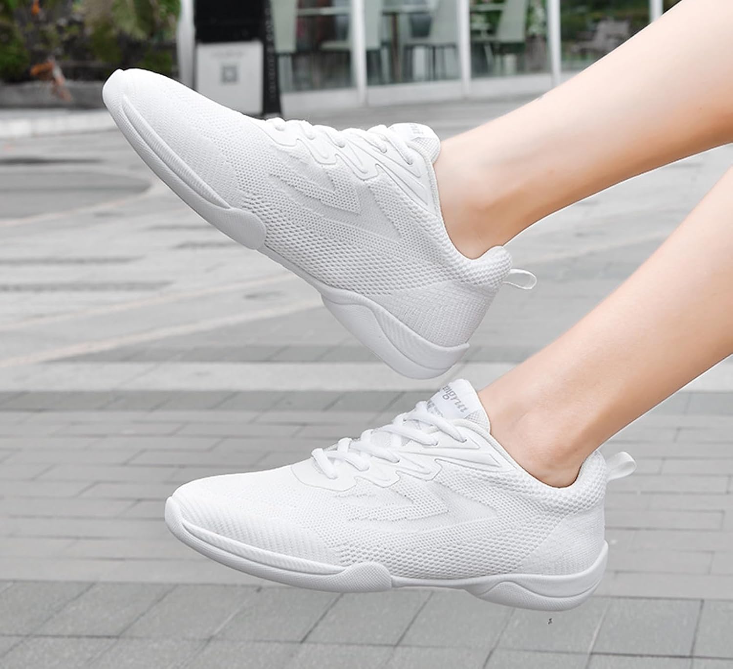 WUIWUIYU Youth Girls Boys Mesh Competition Cheerleading Gear Shoes White Dance Athletic Training Cheer Sneakers