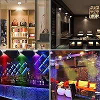 Vista 5 de KINDEEP Proyector LED inalámbrico RGB, luces de acento a pilas, luz de disco para interiores, luz vertical regulable con control remoto, blanco