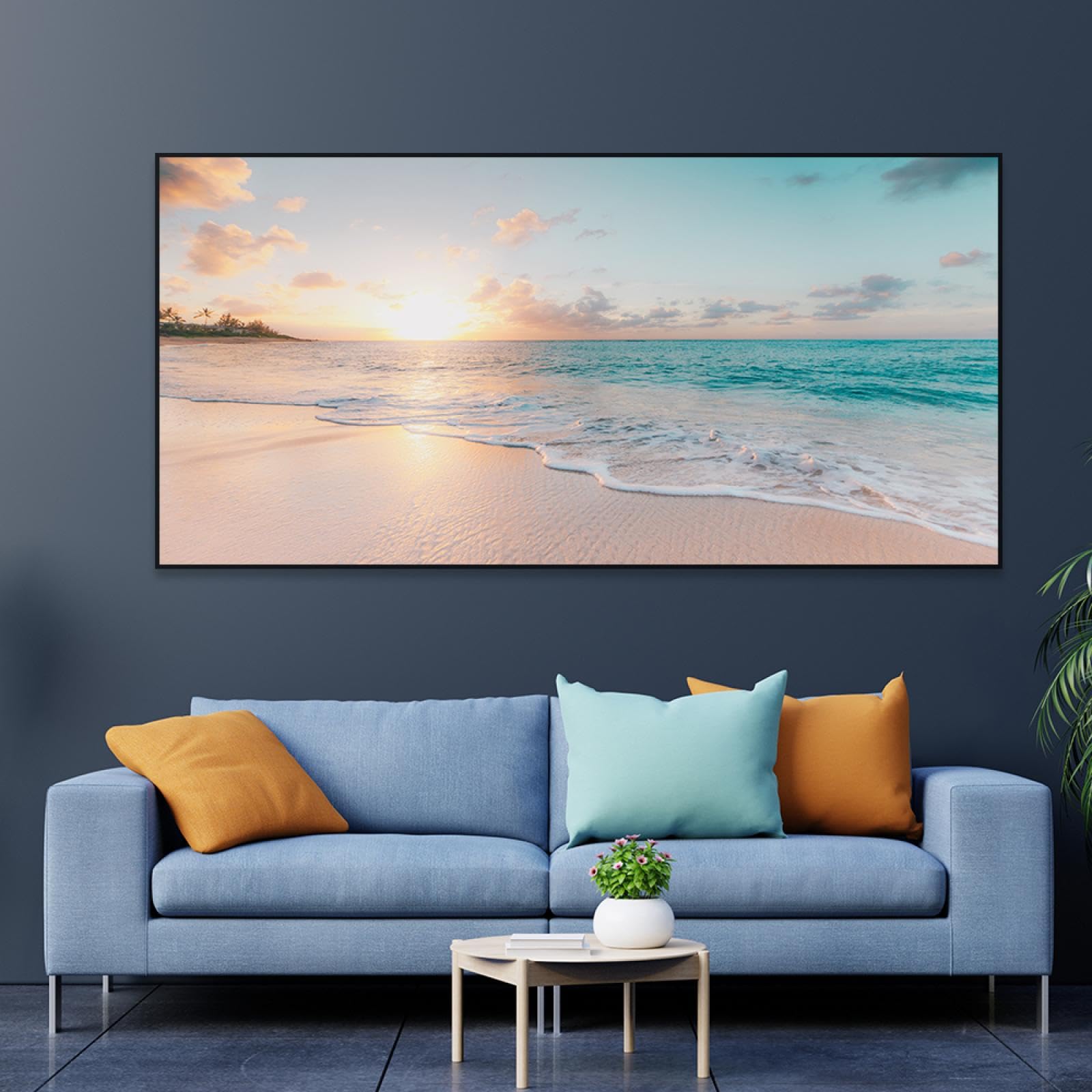 Jacbon Frameless Large Sea Landscape Poster Colorful Seascape On The North Shore Of Oahu Canvas Prints Wall Art Canvas Painting Home Decor 60X120cm