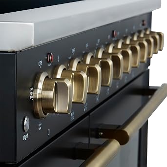 FORNO Paolo 48 Freestanding Electric Range with Side-by-Side Double Oven, 6.70 cu. ft. Total Capacity, 7-Burner Smooth Ceramic Cooktop, True Convection- Black