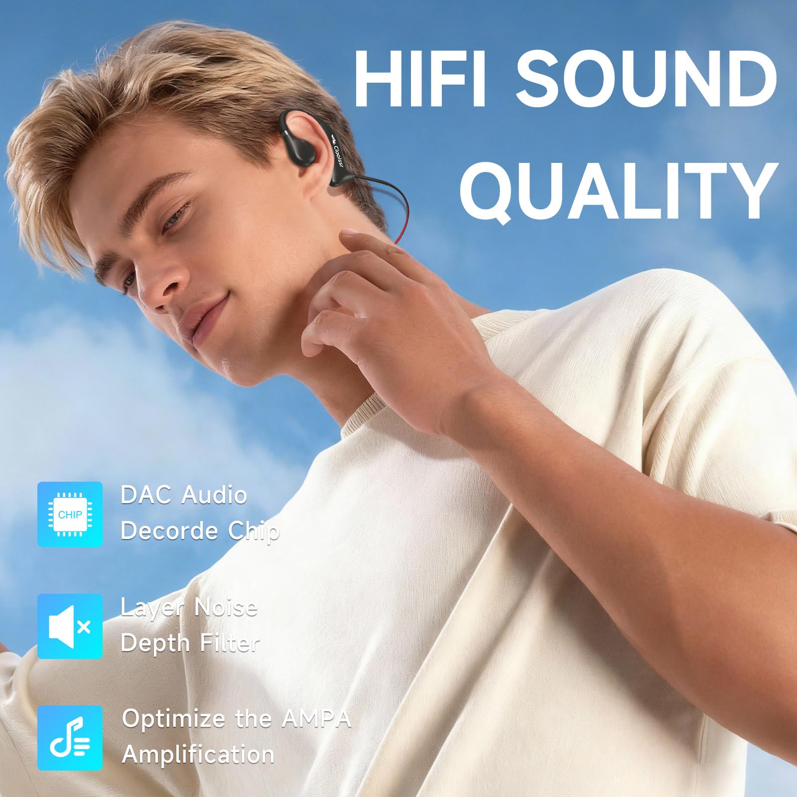 Auricolari impermeabili IPX8 per nuoto, cuffie subacquee con lettore MP3 e Bluetooth, suono HiFi e cancellazione del rumore, design in-ear per nuoto, corsa e ciclismo (8 GB)