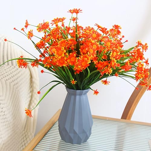 Miniatura 3 de KIMOBER 8 paquetes de flores artificiales de margaritas, arbustos de vegetación falsos de plástico para interiores y exteriores, decoración del