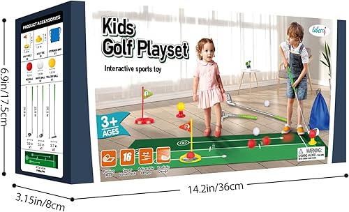 Miniatura 7 de Liberry Juego de golf para niños pequeños, palos de golf retráctiles con tapete de putting y bolsa de almacenamiento para niños de 2, 3, 4, 5 años