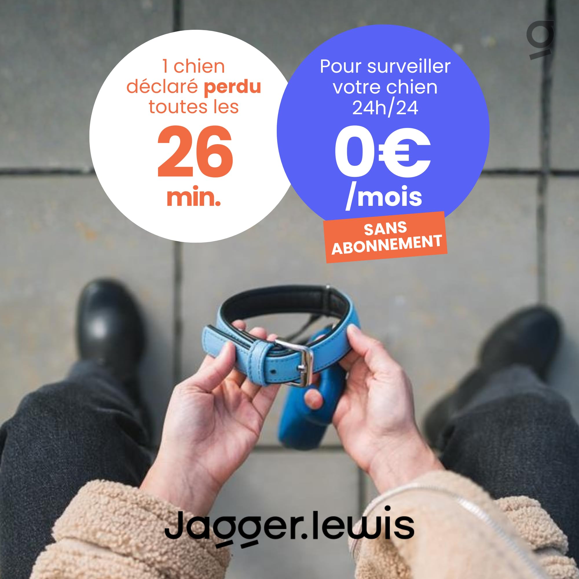 Jagger Lewis GPS pour Chien sans Abonnement | Localisation GPS en Direct | Alertes Anti-Fugue | Suivi Activité et Bien-Être | Application iOS et Android (Charbon, avec Smartdock)