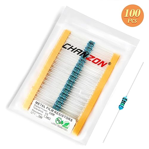 Vista 562 de Chanzon 100pcs 1/4W (0.25W) 33K Ω ohmios Resistencia fija de película metálica 0.01 ±1% Tolerancia 33KR MF Resistencias de orificio pasante