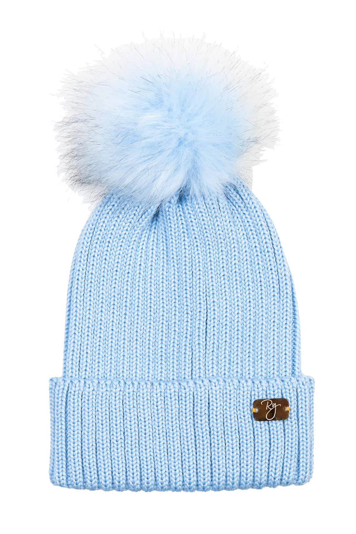 Rydale Ladies Pom Pom Hat Women's Bobble Hat Winter Beanie 12 Colours (Blue)