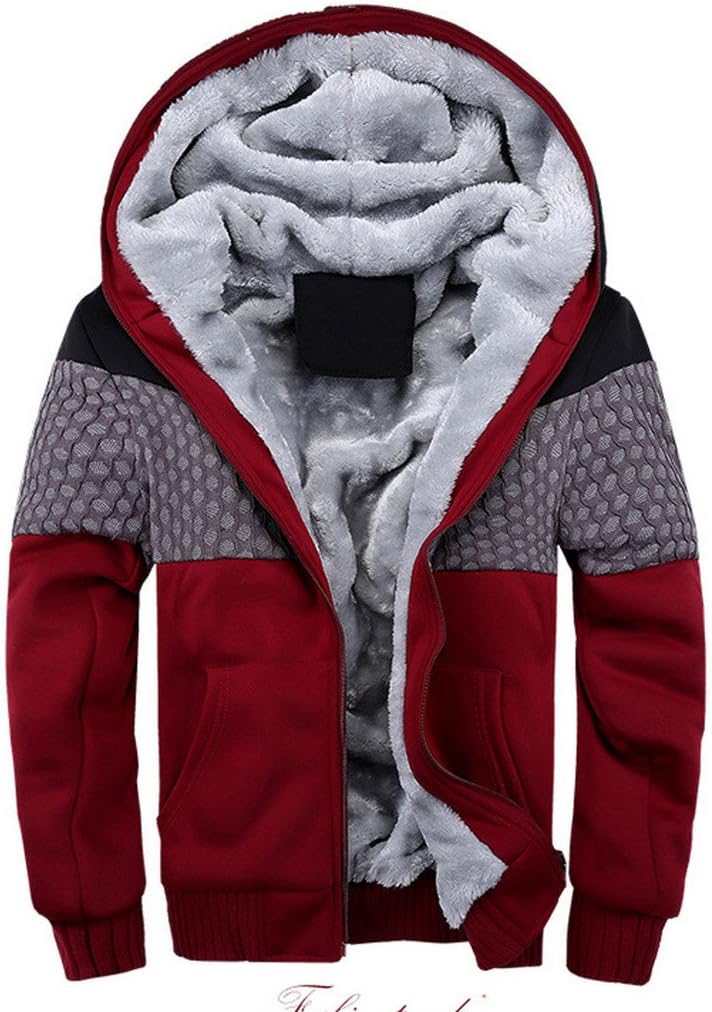YGT Men's Slim Fit Hooded Coat Fleece Quilt Outerwear Jacket Sport Cargdian