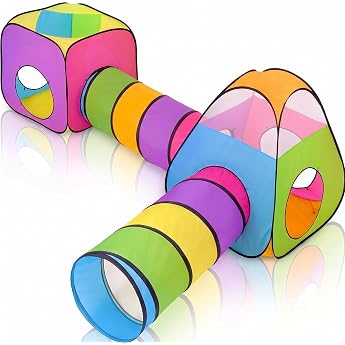 Children's Play Tent Baby Tent with Crawling Tunnel Ball Pit Play Tent Baby Tent Playhouse with Tent Bag and Tunnel Multicoloured