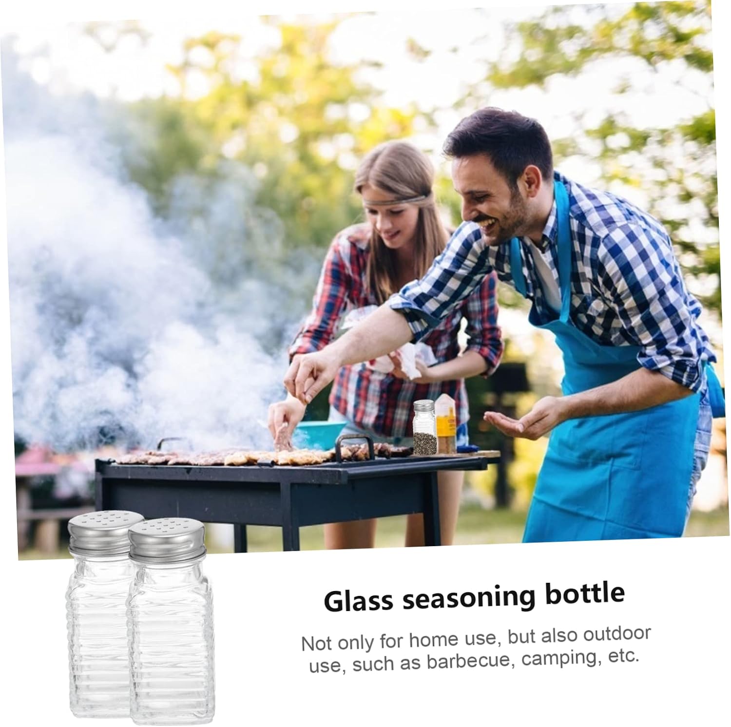 6pcs Automatic Salt Pepper Glass Condiment Bottles Seasoning Jar Lids for