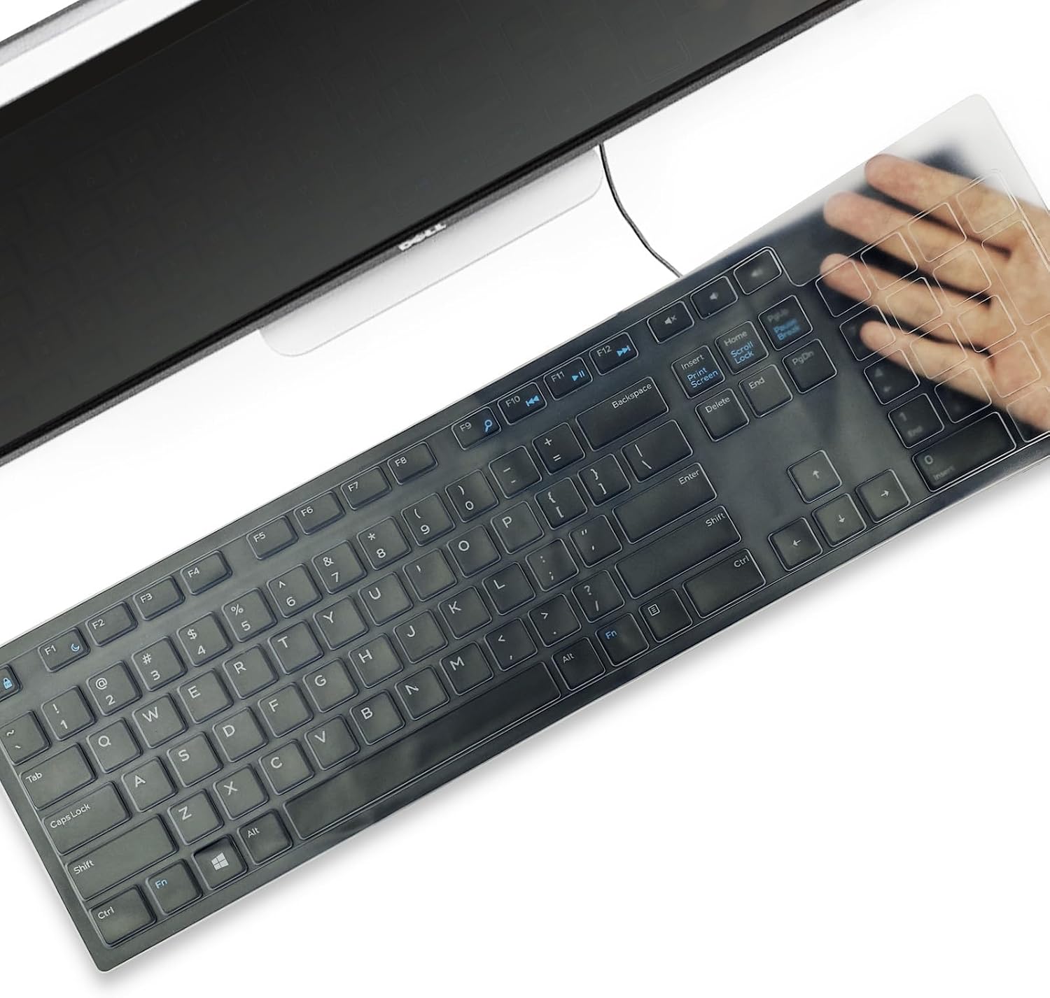 Keyboard Cover Dell KM636 KB216 Wireless Wired Keyboard, Dell Optiplex 5250 3050 3240 5460 7450 7050/Dell Inspiron AIO 3475 3670 3477 Silicone Desktop Computer Keyboard Skin Clear