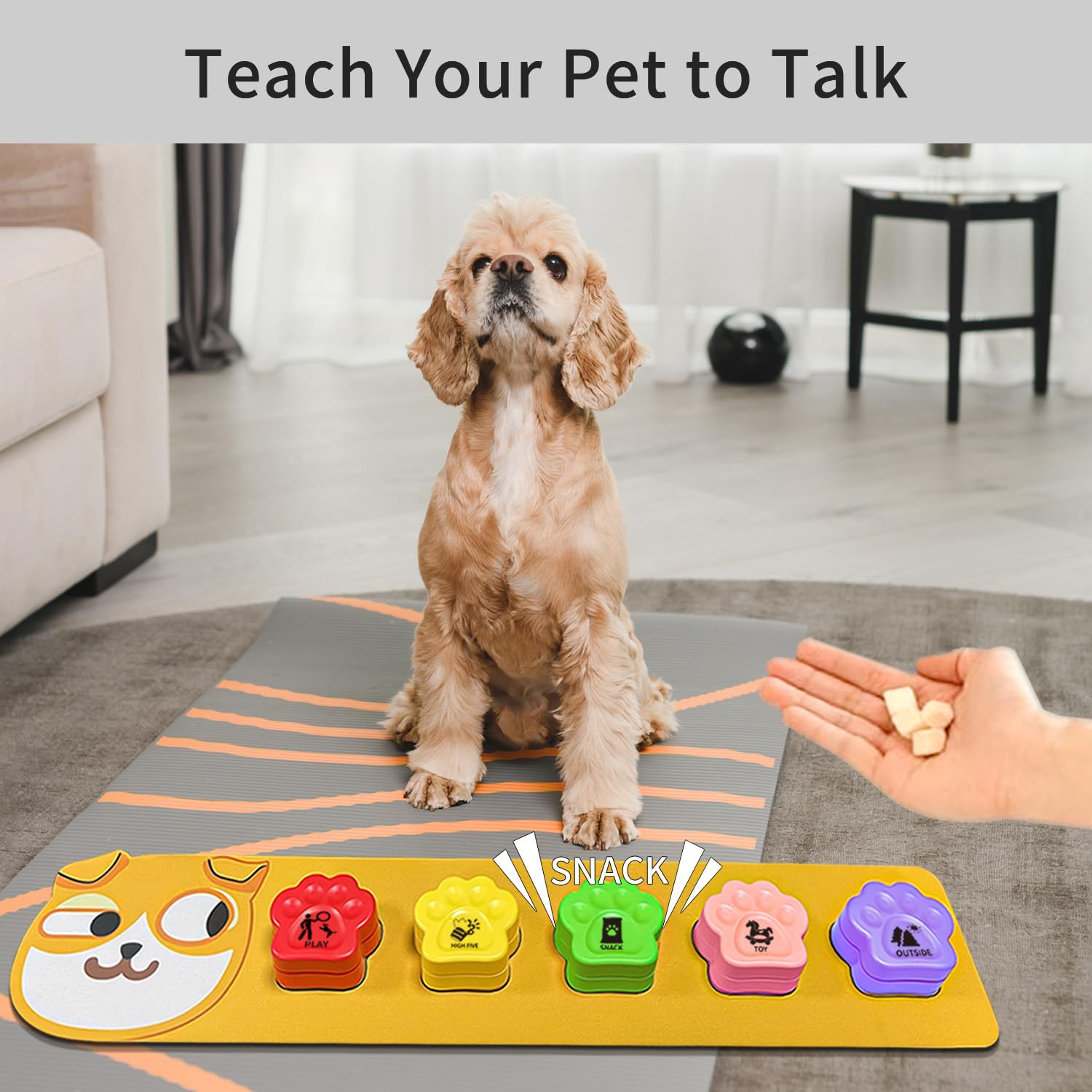 Lot de 5 Boutons pour Chien,Bouton Chien,Boutons de Communication pour Chien,Entraînement des Animaux de Compagnie,Bouton pour la Communication - 30 Secondes d'enregistre,Ment Vocal