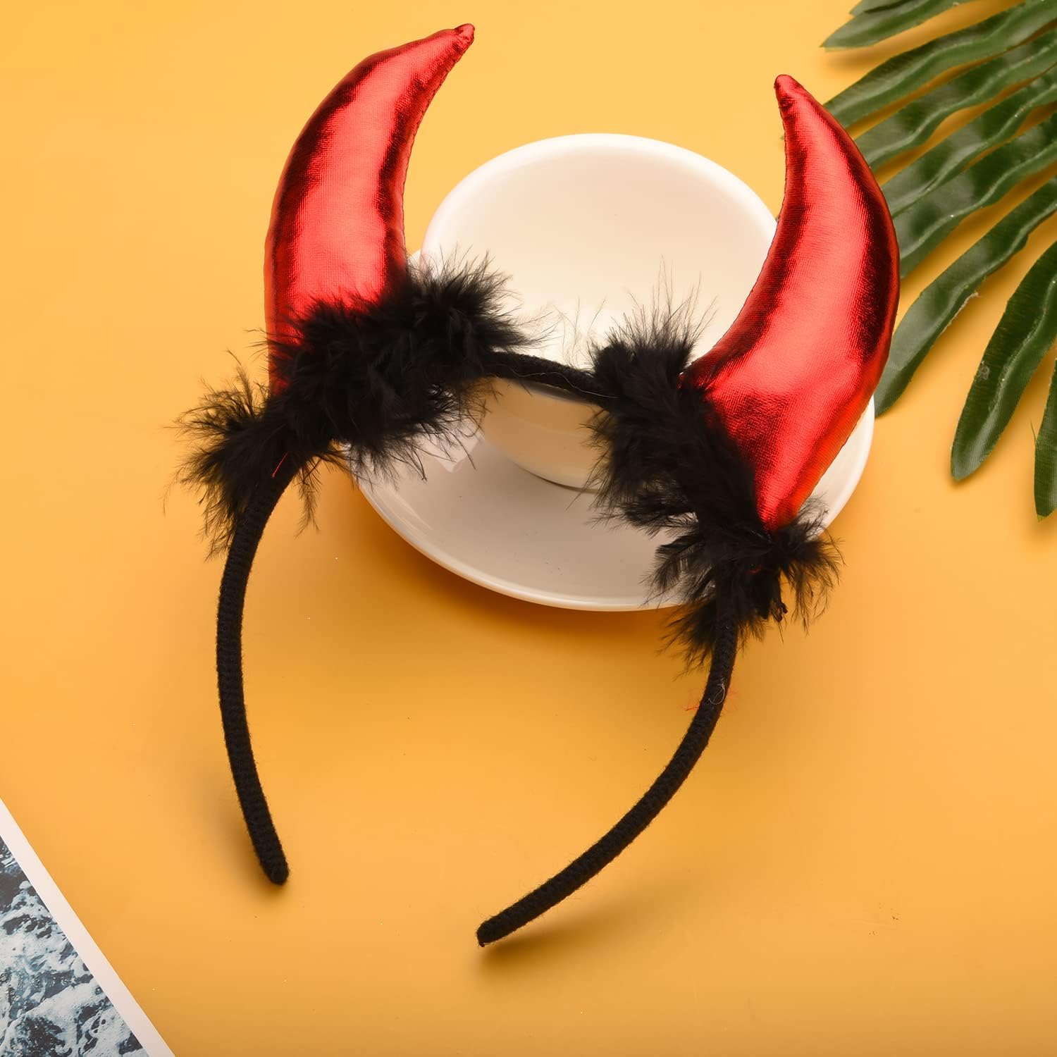 AOVNA 2 Pcs Halloween Devil Horn Headband Halloween Cosplay Horns Fancy Dress Hair Accessory, Black, Red - Image 4