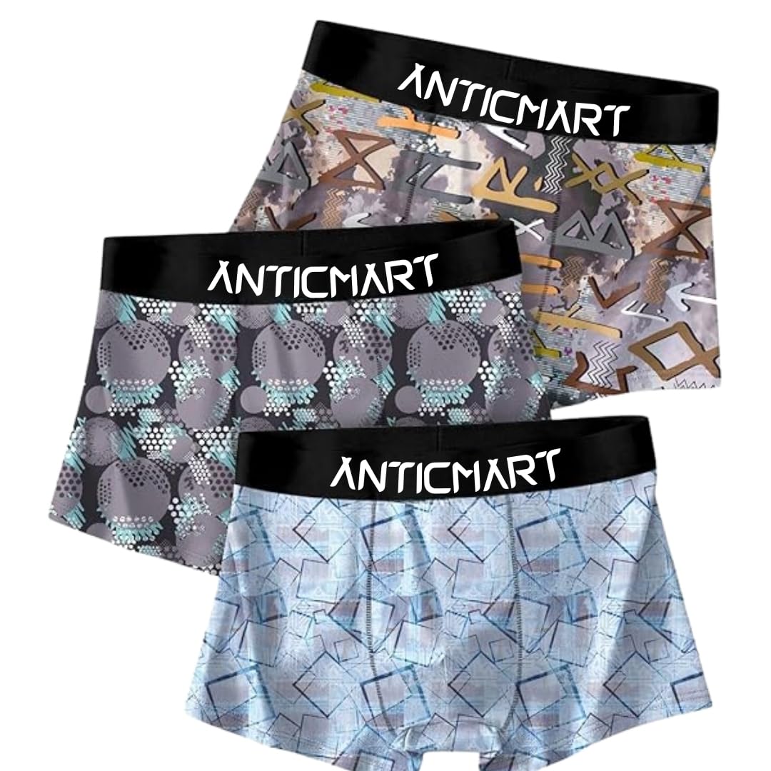 anticmart Men’s Extra Thin Elastic Ice Silk Underwear – Long, Comfortable, Breathable Boxer Brief Trunks (Pack of 3)-picture-39