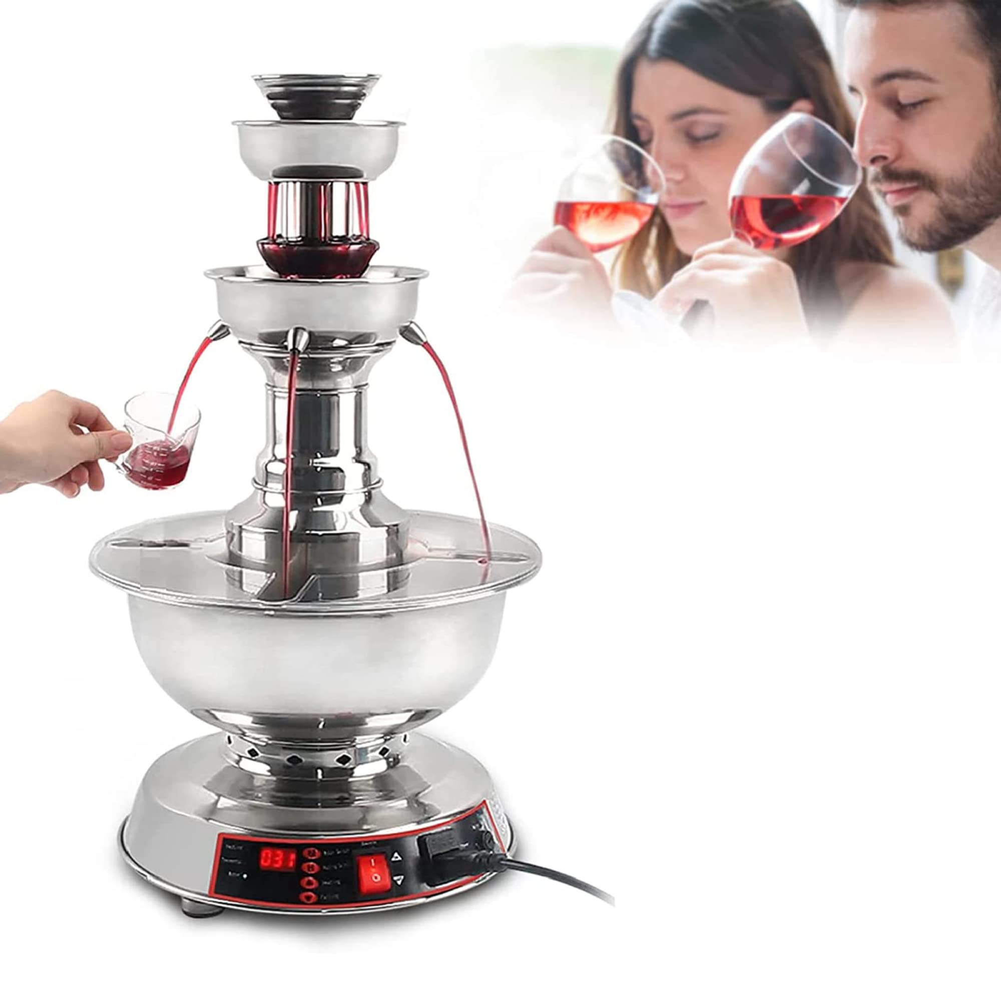 ASerZenith Champagne Fountain Machine, Commercial Beverage Heating Machine, Multi-Function Juice Dispenser, Suitable For Weddings, Hotels