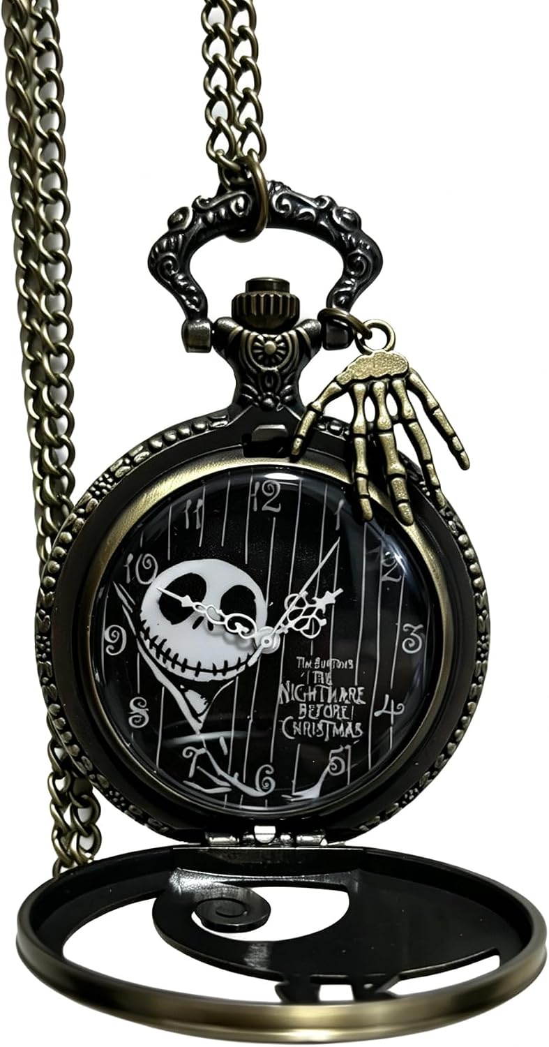 Pocket Watch Roman Numerals Quartz Pocket Watch with Accessories & Chain for Men Birthday Christmas Halloween Gifts