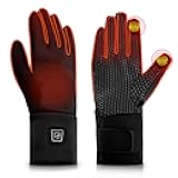 Thin Heated Gloves for Men Women, 3200mAh Rechargeable Electric Battery, Heated Motorcycle Work Gloves Liners, Touch Screen Gloves Winter Hand Warmer for Hunting Skiing Snowboarding