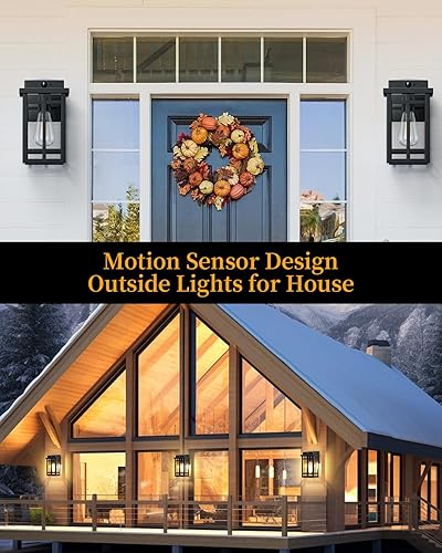 Vista 31 de Paquete de 2 lámparas de pared para exteriores del anochecer al amanecer de 9.76 pulgadas, lámpara exterior de montaje de pared para luz de porche