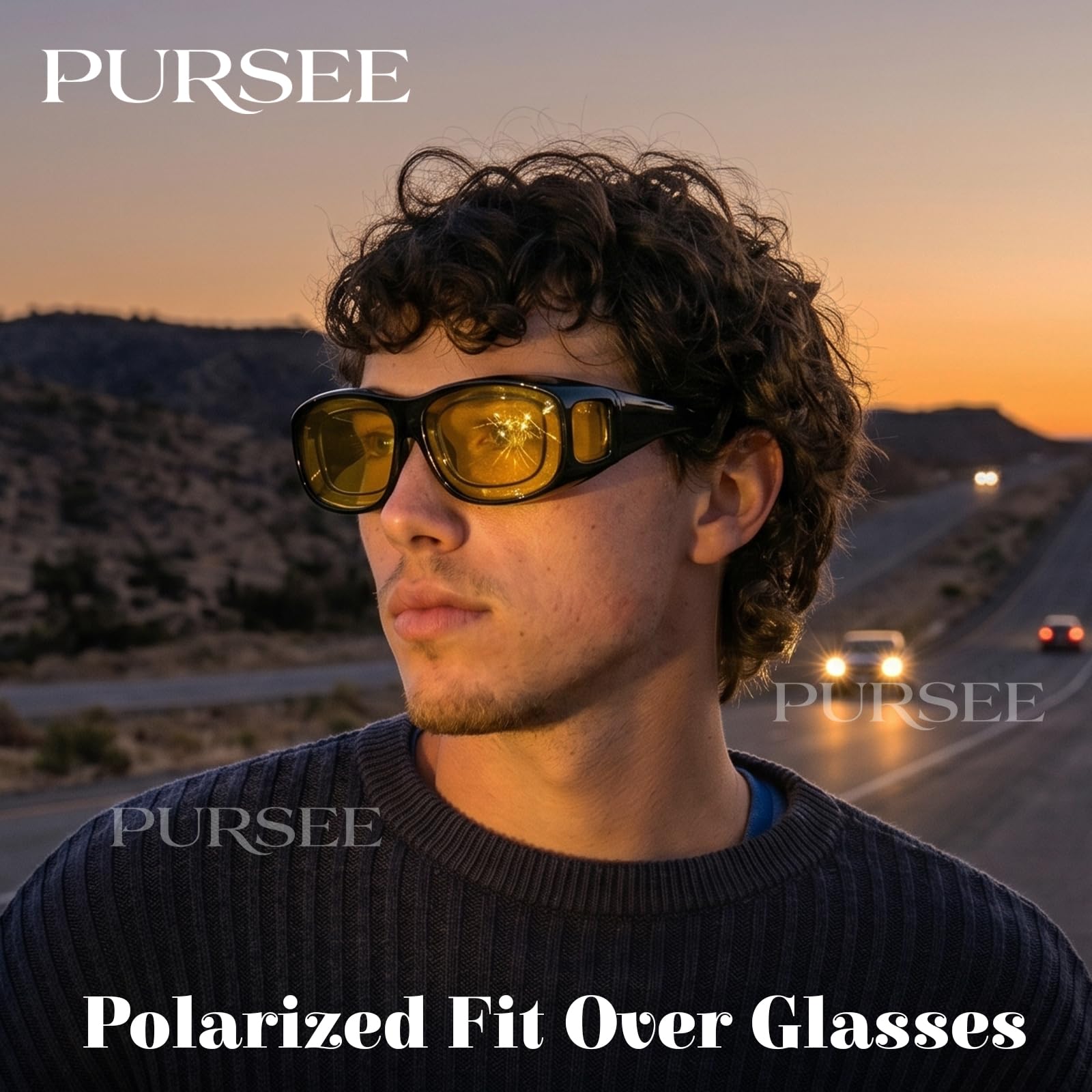 Polarisierte Passform über Brille, Sonnenbrille, für Herren und Damen, Nachtsichtbrille, zum Fahren