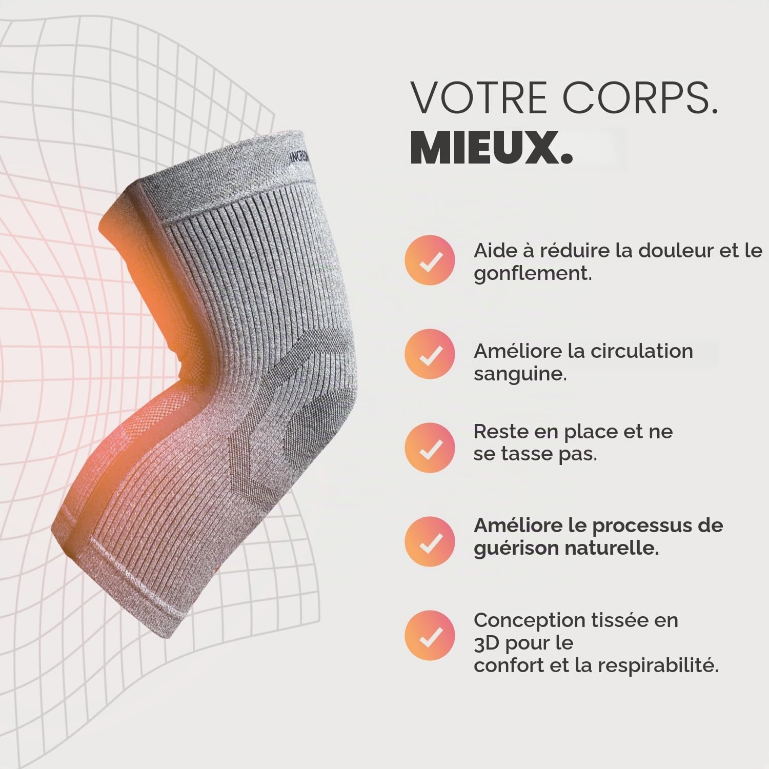 Incrediwear Genouillère Anti-inflammatoire pour le Genou - Disponible en tailles M, L, XL, XXL, 3XL