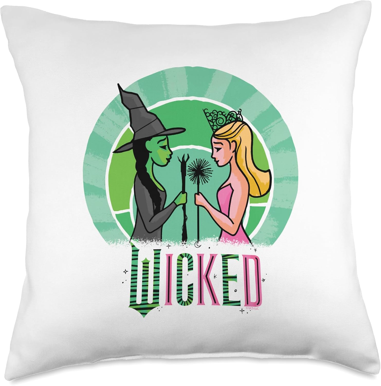Wicked Glinda & Elphaba Sketched Throw Pillow