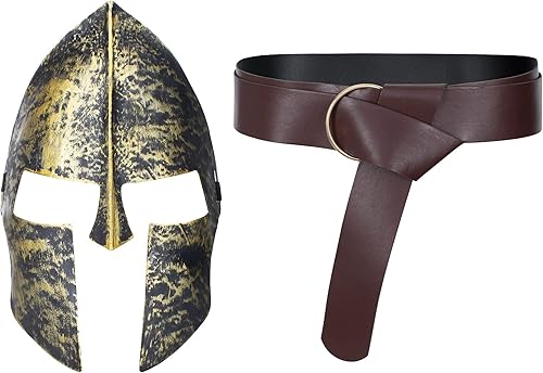 Miniatura 6 de Conjunto de túnica medieval renacentista de caballero de caballero templario, disfraz de guerrero, disfraz de guerrero, máscara y cinturón