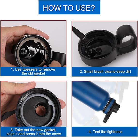 PEUTIER 20pcs Water Bottle Lid Replacement for Thermoflask 24/32/40/64oz, Water Bottle Gasket Replacement Silicone Sealing Ring Water Cup Seal Ring for Water Bottle Straw Lid& Spout