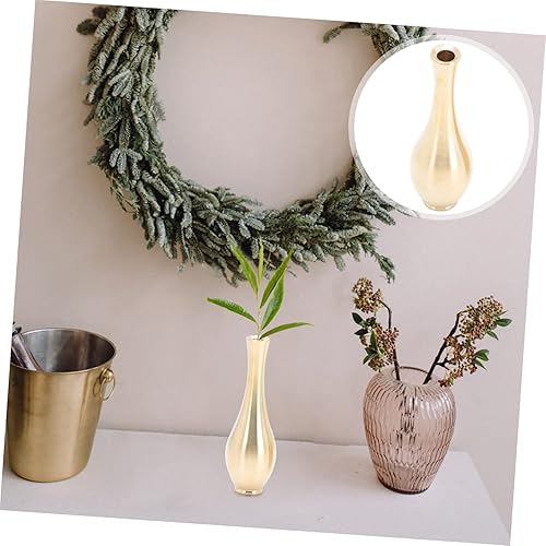 Miniatura 5 de VOSAREA Jarrón pequeño de metal para decoración de cocina, jarrón de flores decorativo, pequeño jarrón de cerámica, maceta de cerámica, decoración