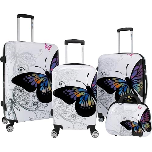 World Traveler Butterfly Luggage, 4-Piece Set