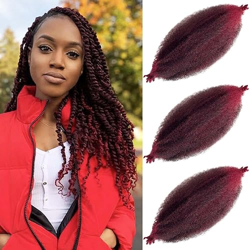 Vista 12 de Cabello afro trenzado elástico color marrón claro de 16 pulgadas, paquete de 3 T27, cabello afro preesponjado y trenzado elástico, cabello afro
