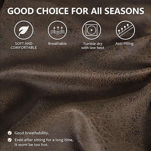 Miniatura 4 de Fundas para sofás reclinables símil cuero, para sofá de 3 plaza, protector de muebles, tela de elastano lavable, 8 piezas, color marrón