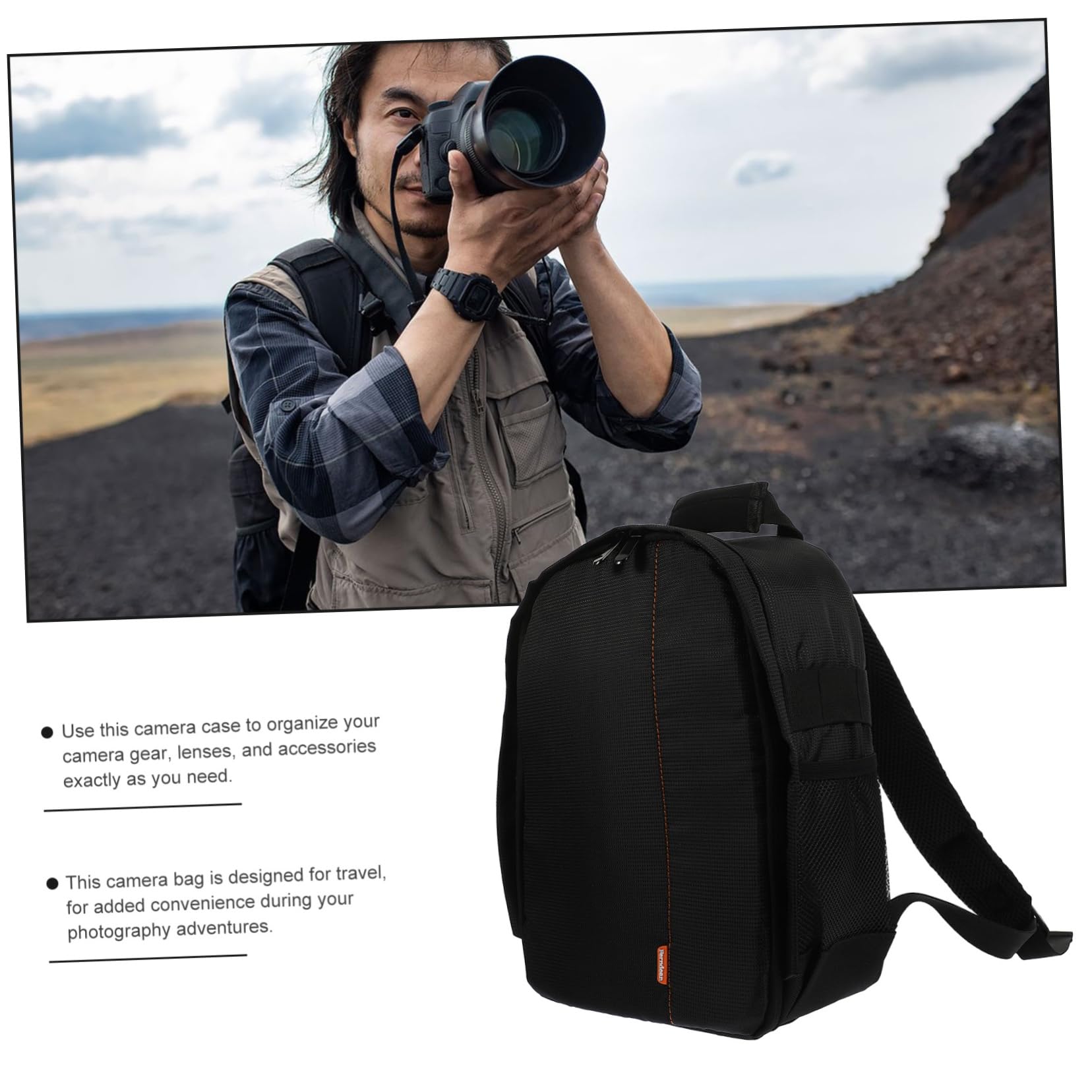NUOBESTY Borsa Porta Fotocamera da Viaggio in Nylon 210D, Nera, Leggera