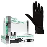 SF Guantes de nitrilo M negros – 100 unidades, guantes desechables sin polvo, sin látex, médicos y de examen, aptos para cocina, limpieza, cosmética y uso doméstico M (Paquete de 100) Negro