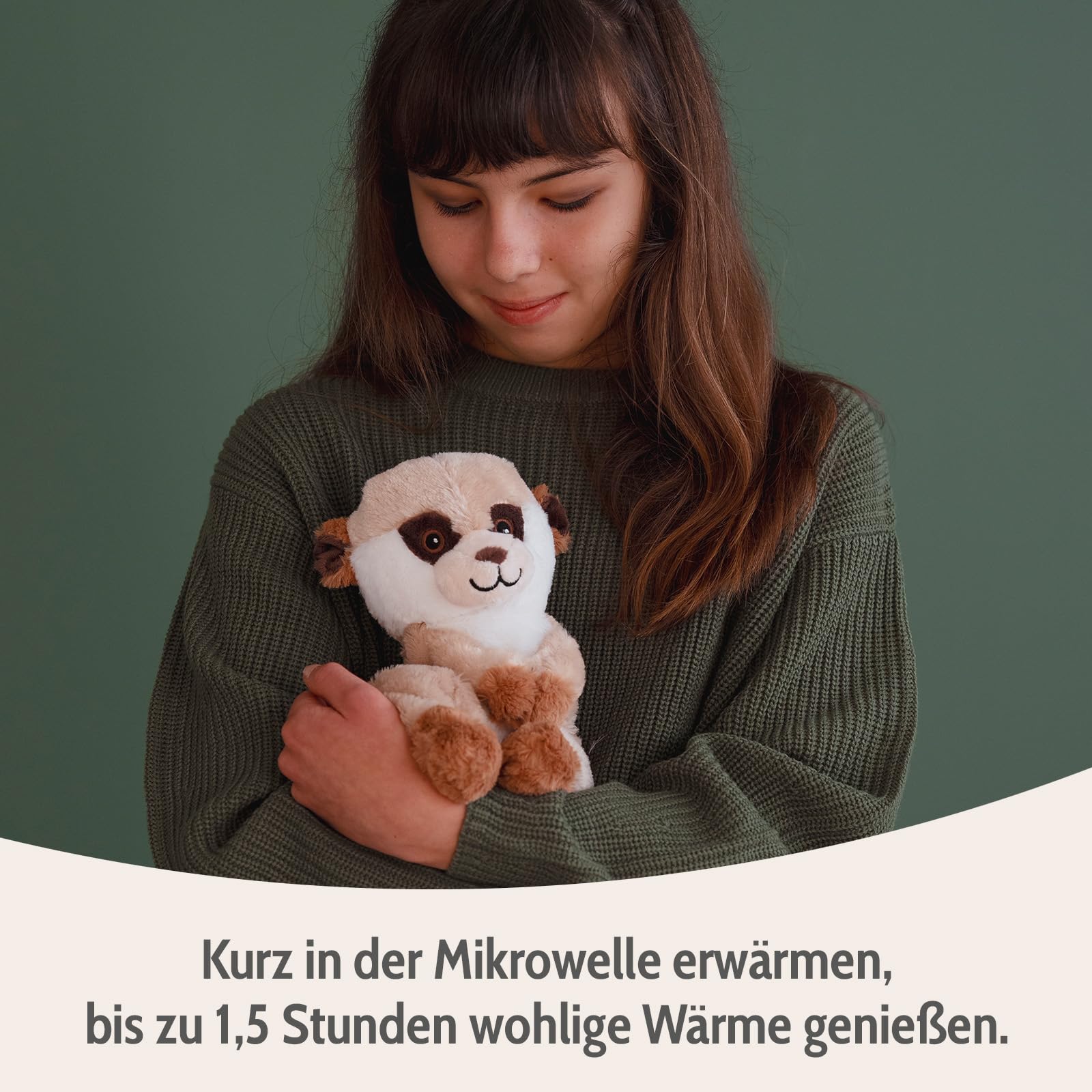 Habibi Plush Wärmestofftier/Wärmekissen zum Erwärmen in der Mikrowelle/Backofen (Erdmännchen)