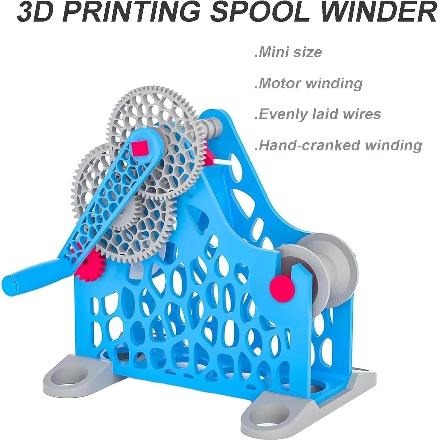 Rezpooler filamentu 3D, nawijacz ręczny z korbą, płynny obrót, zdejmowana modułowa konstrukcja, pojemność szpuli 1 kg, idealny do drukowania 3D i projektów tekstylnych
