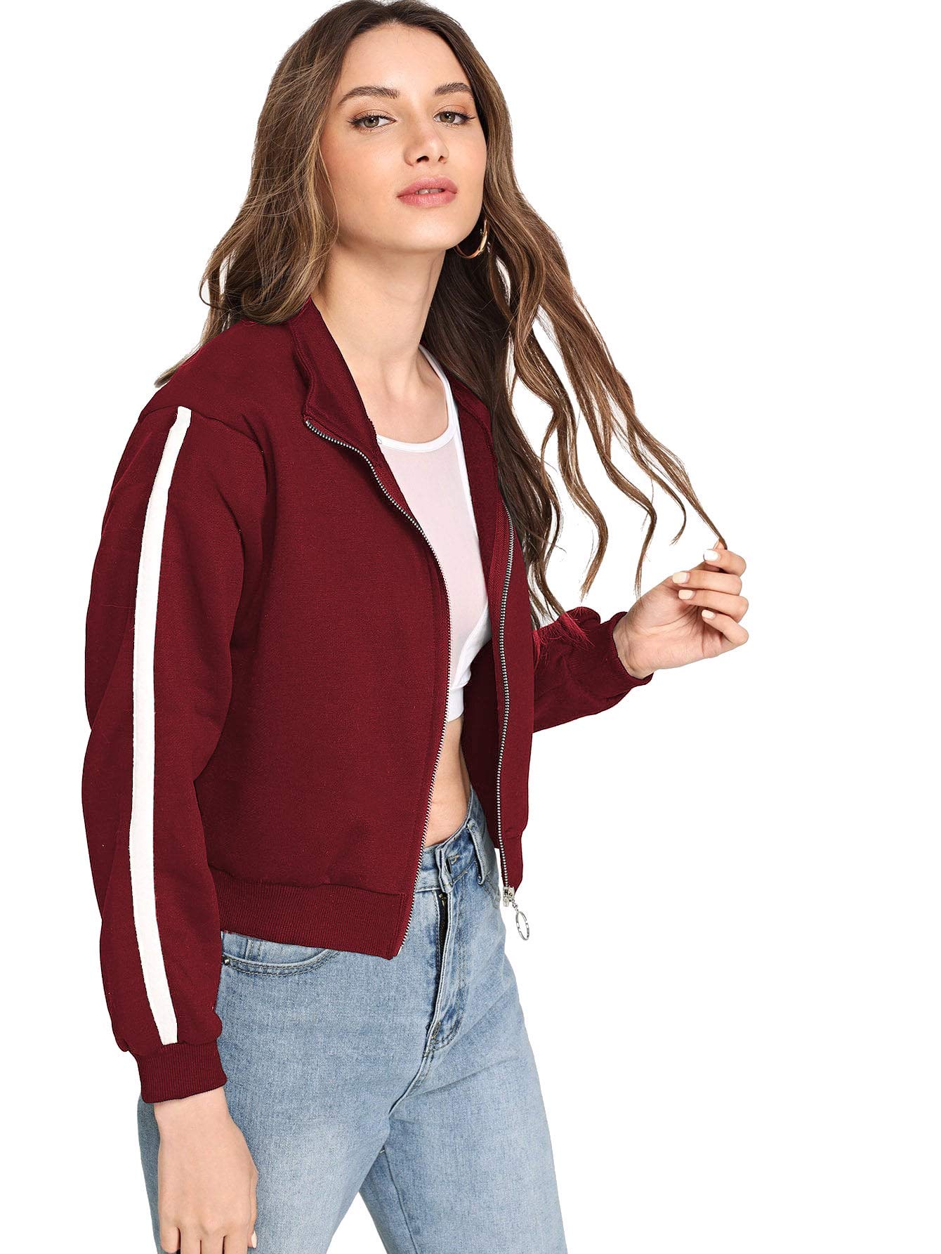 Fabricorn Sudadera elegante negra lisa para mujer (negro)
