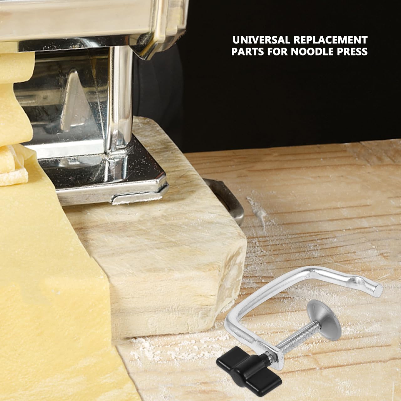 Luxshiny Máquina de fideos parte A, accesorios para fettuccine, pasta y fideos, accesorio para hacer fideos, accesorio para hacer pasta, abrazadera de fijación, color plateado