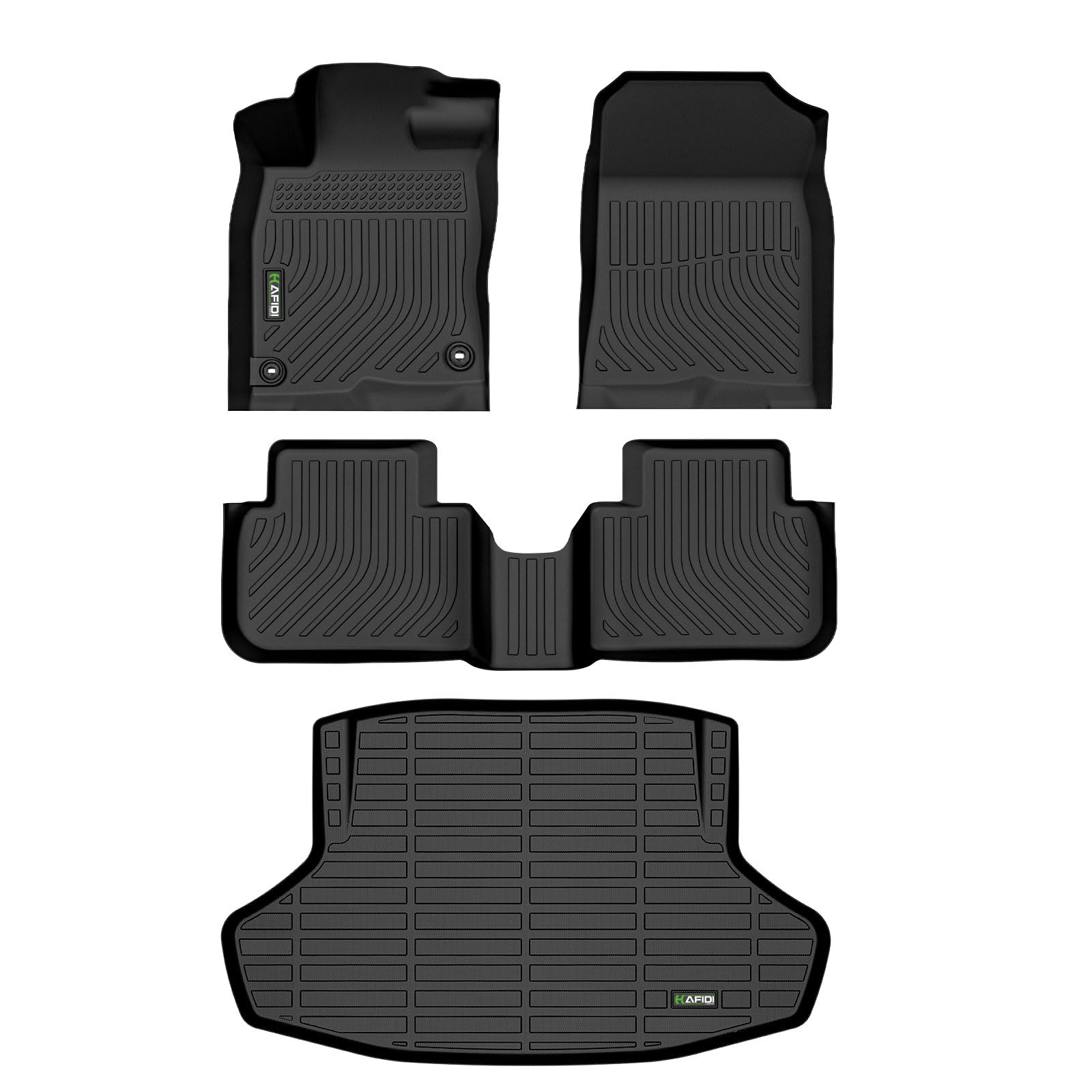 Photo 1 of HAFIDI® Floor Mats & Cargo Liner Custom Set for 2022 2023 2024 Honda Civic Sedan Hatchback Si (Include 2nd Row with USB Port) TPE Full Set Car Floor Liners Accessories - Black Honda Civic 2022 2023 2024