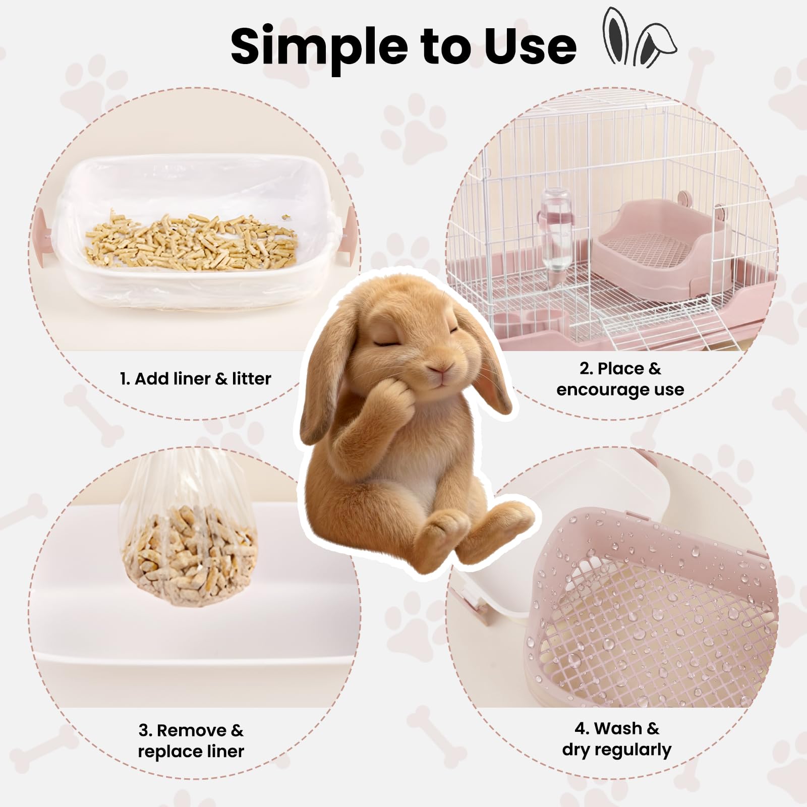 Large Rabbit Litter Box, Bunny Litter Box with Removable Top and Bottom, Corner Bunny Potty Training Litter Pan, Small Animal Toilet for Adult Rabbits, Guinea Pig, Hamster, Pink - image 5