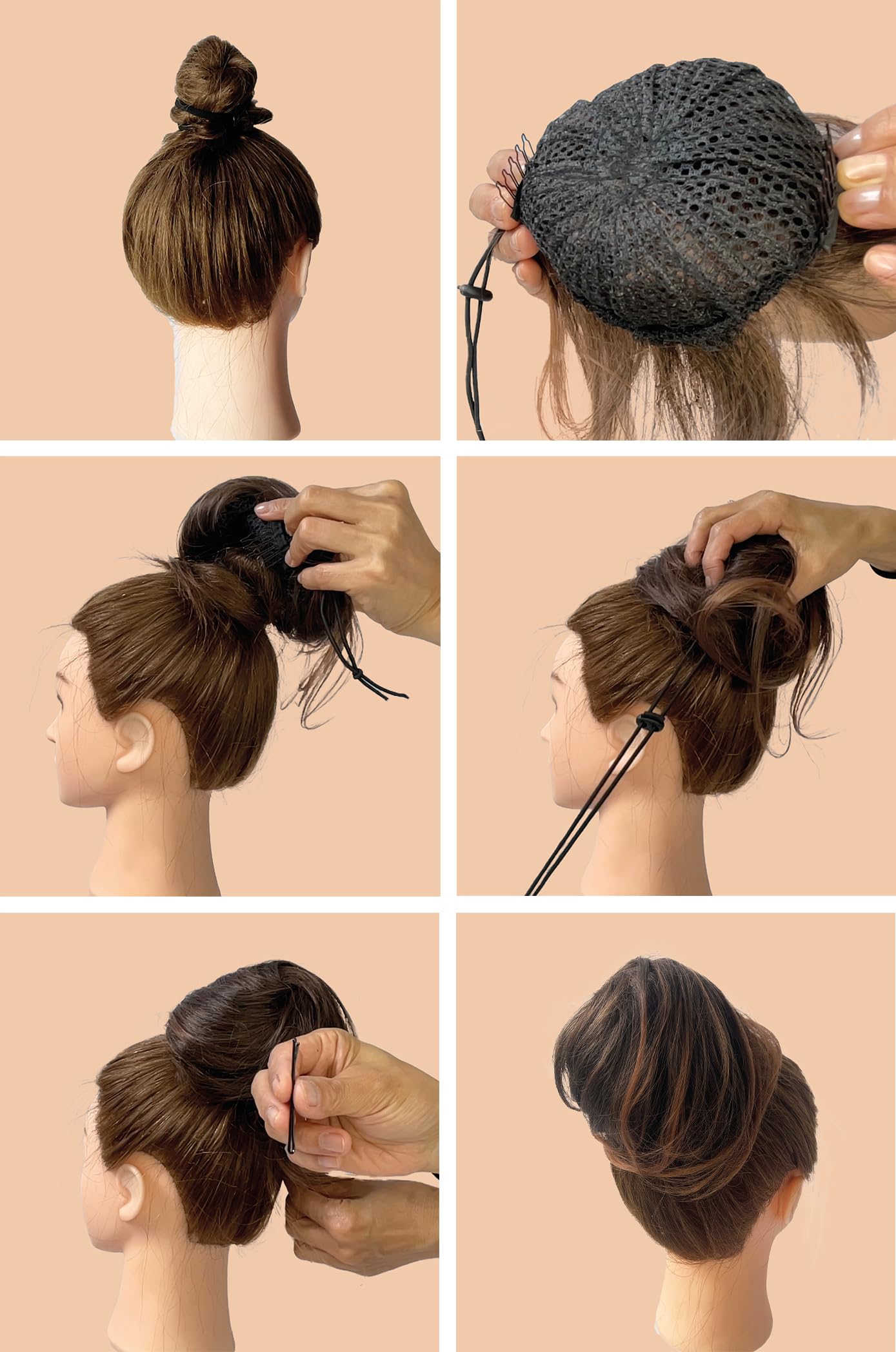 CAISHA Moño Postizo Trenza Hepburn-Bun Coletero Mezcla Marrón Oscuro DC5
