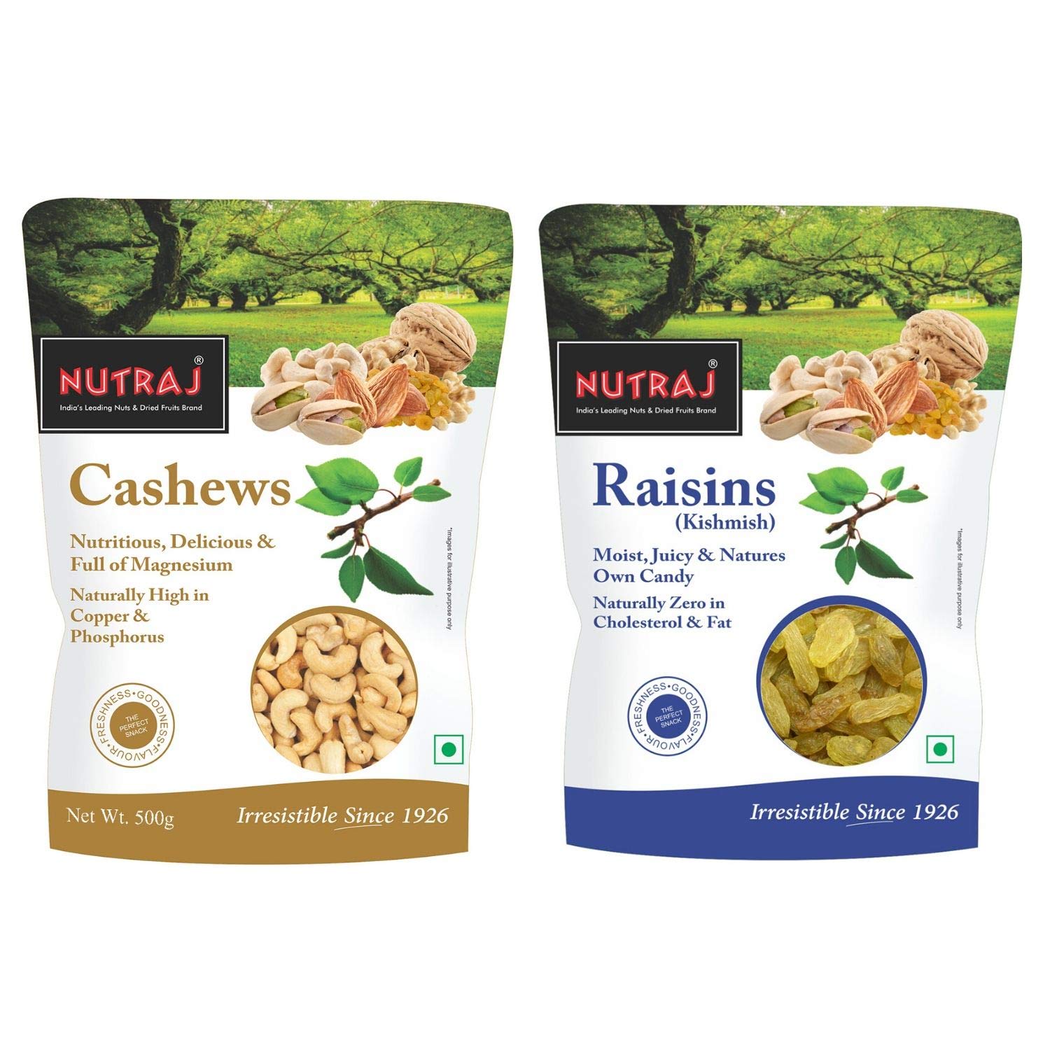 Nutraj Combo Of Cashews Raisins (Kaju Kishmish) 500G Each