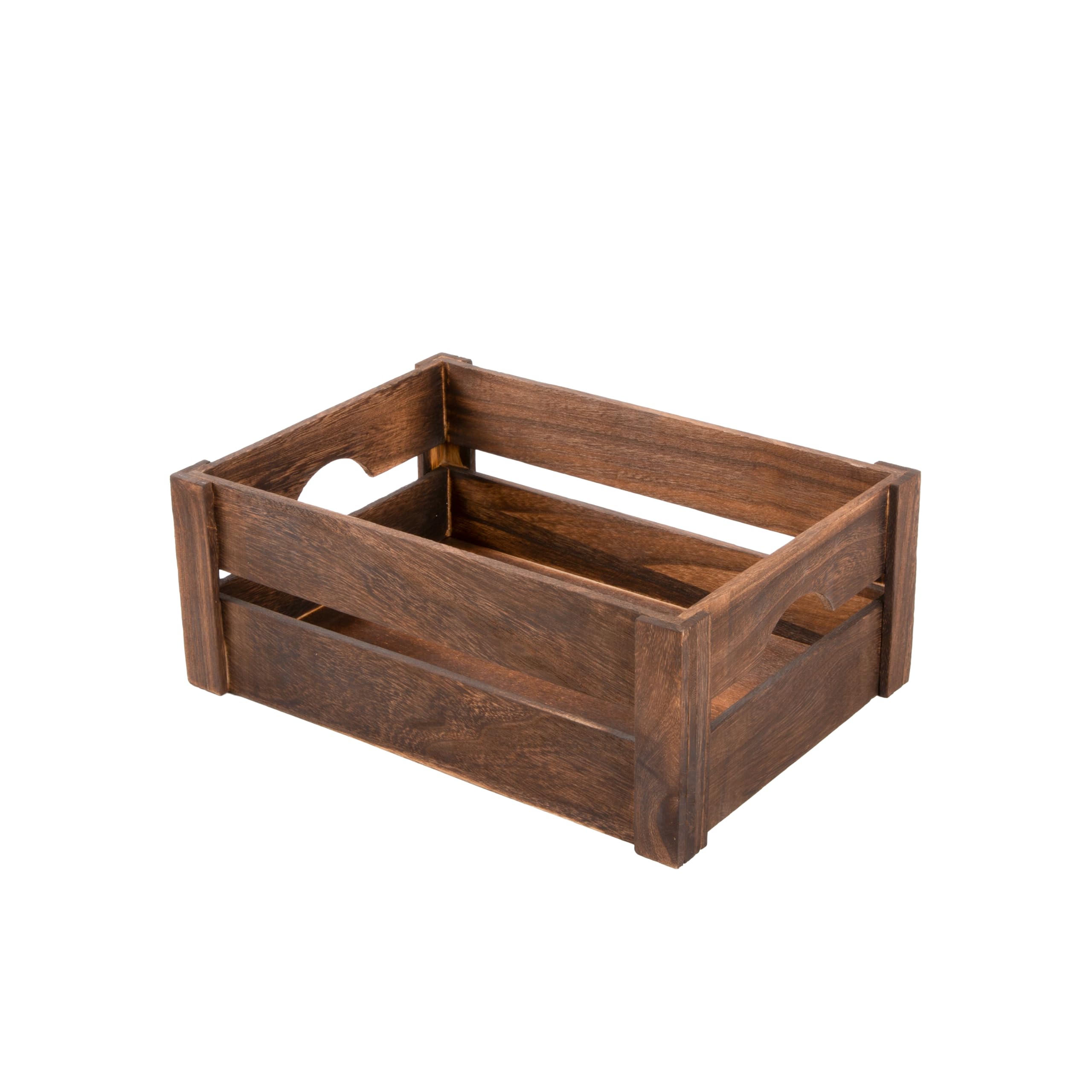 Brown Wooden crate with Handles for Home Storage and Office Collection and Window Retail Display Gift Hamper (Medium)