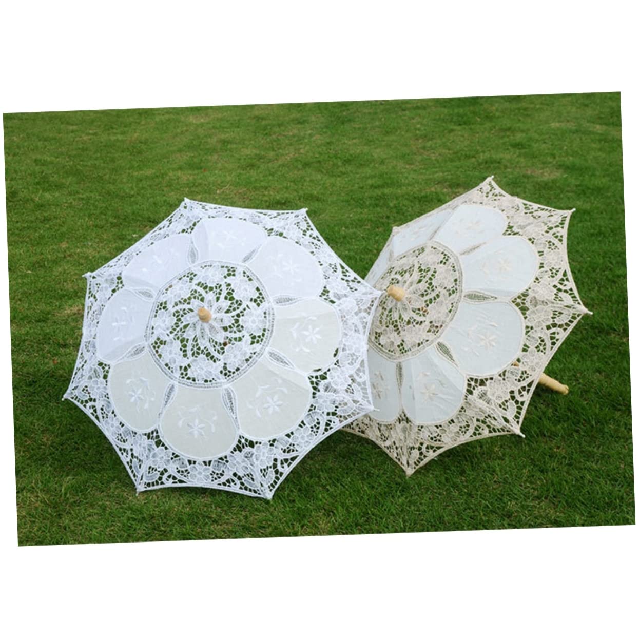 Lot De 3 Parapluies De Mariage Élégants en Dentelle pour Photos De Mariage Thé Taille S
